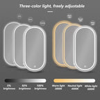 Irregular Bathroom Mirror with 3 Colour LED Light, Wall Mounted Makeup Mirror with Touch Switch and Demister Pad, Energy-Saving LED Smart Mirrors, Dimmable(C,23.6 * 47.2in/60 * 120cm)