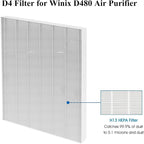 3 Pack D480 Replacement Filter Compatible with Winix D480 Air Cleaner Purifier, True HEPA D4 Filter, Part Number 1712-0100-00, F ilter D4
