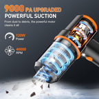 KMM Handheld Car Vacuum Cleaner, 9000PA Vacuum Cleaner & Air Duster, 120W High Power Vacuum Portable Cordless, Hand Held Vacuum Rechargeable with Multi-Nozzles & LED Light for Home, Car, Office