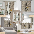 Funny Farm Animals Kitchen Curtains 36 Inch Length, Small Window Curtains Tab Top, Vintage Barn Brown Sunflowers Light Filtering Short Window Treatments Tier Drapes 27.5"x36" 2 Panel
