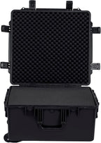 MEIJIA Portable All Weather Waterproof Hard Case, Camera Case with Customizable Fit Foam And Rolling Wheels, 24.8"X23.7"X13.17",Elegant Black
