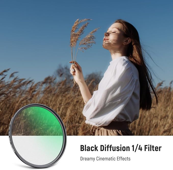 NEEWER 55mm Black Diffusion 1/4 Filter Dreamy Soft Cinematic Effect Filter Ultra Slim Water Repellent Scratch Resistant Optical Glass Multiple Nano Coatings for Video/Vlog/Portrait Photography
