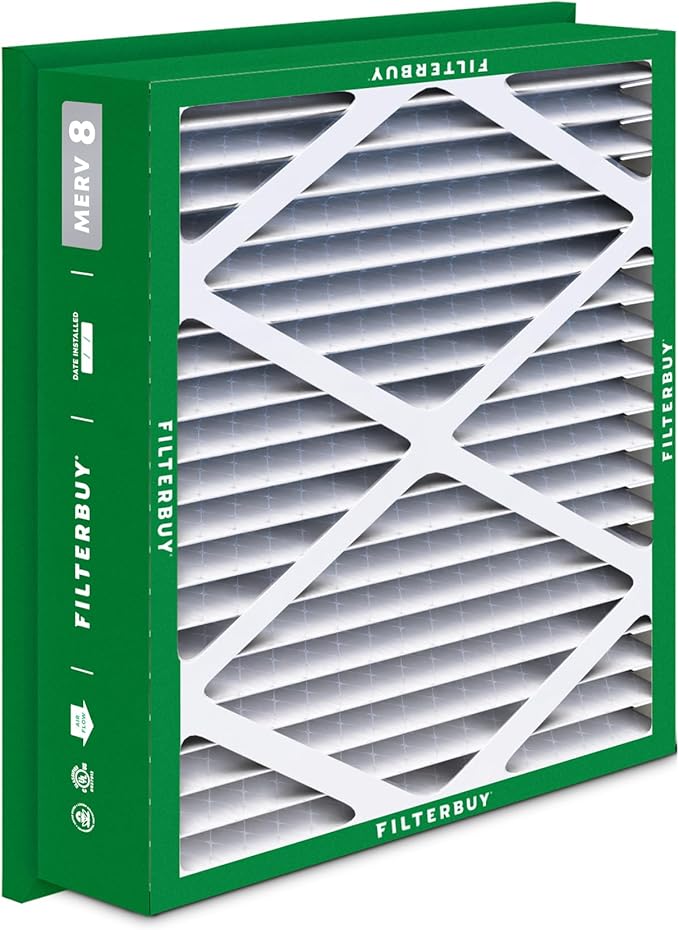 Filterbuy 20x20x5 Air Filter MERV 8 Essential Dust & Allergy Defense (2-Pack), Electrostatic Pleated HVAC AC Furnace Filters for Honeywell Return Grille FC40R1003 (Actual Size: 18.38 x 18.38 x 3.69)