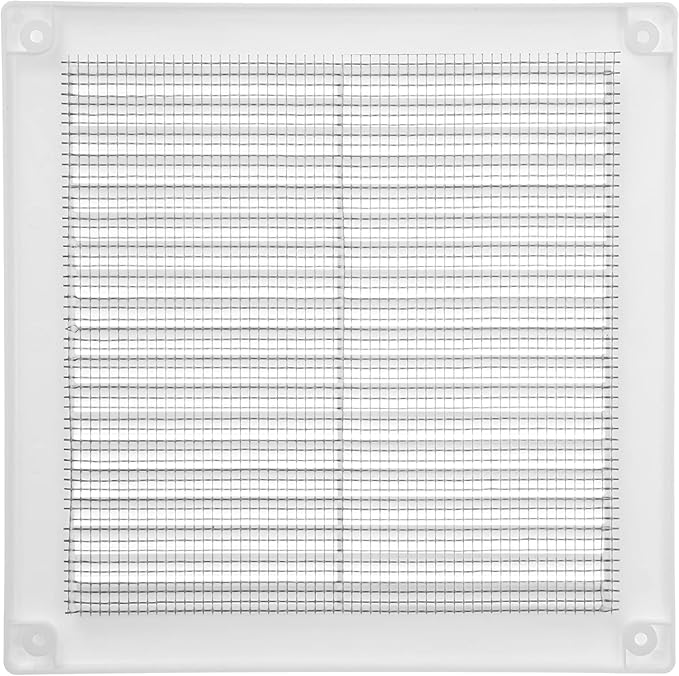 Vent Systems 8'' x 8'' Inch White Soffit Vent Cover - Pack of 100 - Flat Square Air Vent Louver - Grille Cover - Built-in Insect Screen - HVAC Vents for Bathroom, Home Office, Kitchen 8x8 Inch