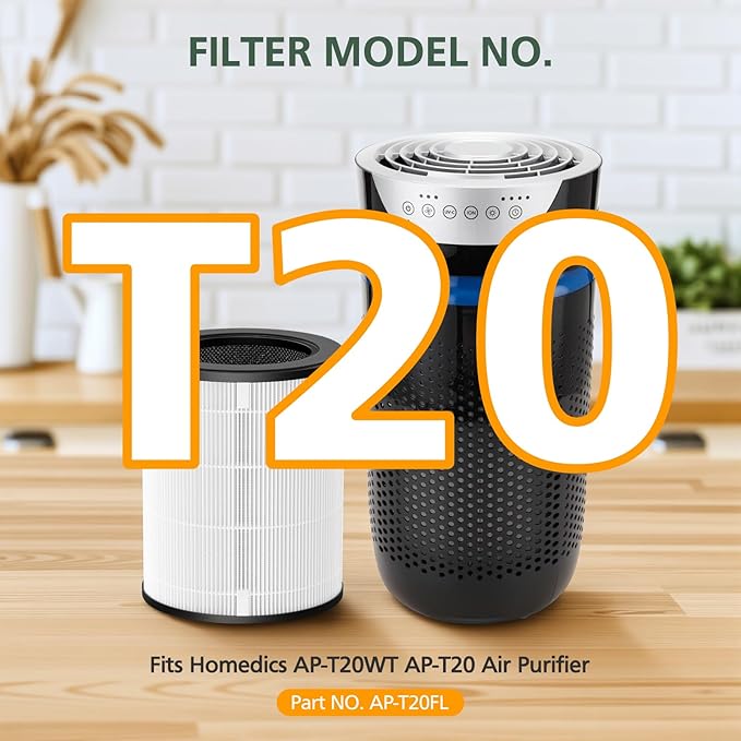 AP-T20 Replacement Filter Compatible with HoMedics AP-T20 Air Purifier, 3-in-1 Total Clean Tower Efficient Type Filters Replacement for AP-T20WT AP-T20BK, Part#AP-T20FL, 2 Pack