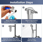 25-Stage Handheld Shower Water Filter with KDF 55 - Advanced Remove Heavy Metals and Chlorine, Leak-Proof Aluminum Design, Suitable for Sensitive Skin and Hair Care