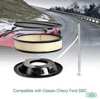 14 x 3 Inch Round Black Air Cleaner Kit Half Finned Drop Base Compatible with Chevy Ford GM