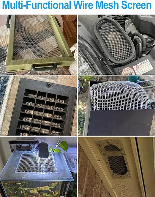 Stainless Steel Mesh 5Mesh with 1MM Wire Dia,4Pack 12x8inch(305x203mm) Hard and Heat Resisting Screen Sturdy Metal Mesh Sheets for DIY Projects,Aire Vent,Cage,Garden,Covered,BBQ Net