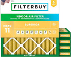 Filterbuy 12x12x2 Air Filter MERV 11 Superior Pet & Allergy Defense (5-Pack), Electrostatic Pleated HVAC AC Furnace Filters Replacement, Made in USA (Actual Size: 11.50 x 11.50 x 1.75)