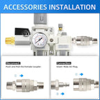 MEANLIN Air Compressor Moisture Filter, AC4010 Air Line Filter, 1/2" NPT Inlet with 150 PSI Gauge and Valve Shut Off Switch for Air Tools and Spray Paint Gun