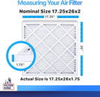 Filter King 17.25x26x2 Air Filter | 4-PACK | MERV 8 HVAC Pleated A/C Furnace Filters | MADE IN USA | Actual Size: 17.25 x 26 x 1.75"