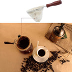 AUEAR, Wooden Handle Coffee Filter Reusable Cafe Flannel Cloth Bag Sock Strainer