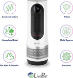 LivePure 3-in-1 LP500 Clean Heat Air Purifier & Electric Heater – Oscillating Portable Heater with 2 Heat Modes and Air Filtration – Heater for Indoor Use in Bedrooms, Home Office & Apartments, White
