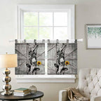 Funny Farm Animals Kitchen Curtains 36 Inch Length, Small Window Curtains Tab Top, Vintage Barn Grey Sunflowers Light Filtering Short Window Treatments Tier Drapes 27.5"x36" 2 Panel