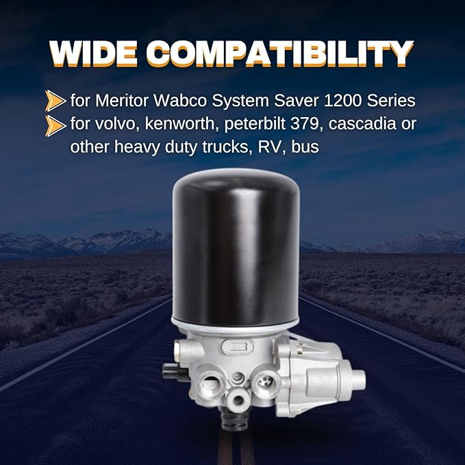 Torque R955205 Air Dryer for Wabco System Saver 1200 Series, 12V Air Filter for Peterbilt (Replaces Wabco 4006110500, Midland 955205, Haldex 955205) (TR955205)