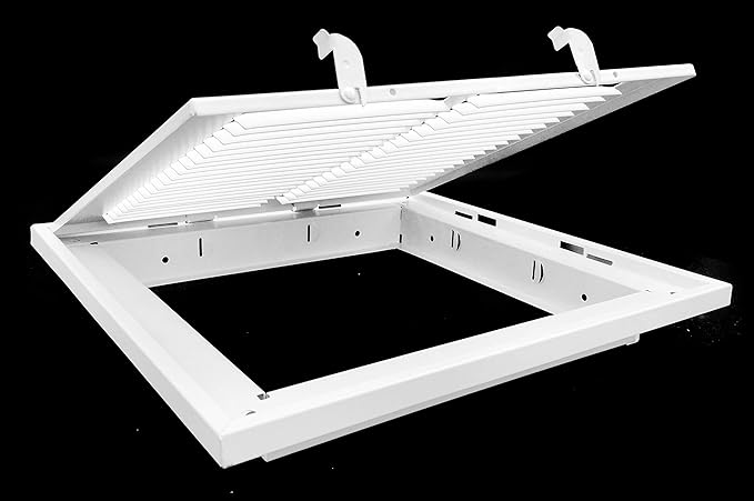 14" X 14" Steel Return Air Filter Grille for 1" Filter - Removable Face/Door - HVAC Duct Cover - Flat" Stamped Face - White [Outer Dimensions: 16.5 X 15.75]