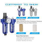 NANPU 1/2" NPT Compressed Air Filter Regulator Lubricator (FRL), Zinc Alloy, 5 Micron Brass Element, 0-150 psi Gauge, Quick Release Bowl, Manual Drain, Metal Bracket