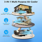 GarveeHome 4100 CFM Evaporative Air Cooler, Swamp Cooler with Remote Control and 4 Ice Packs, 3 Wind Speeds and Modes, Air Cooler for Outdoor/Indoor Use, 15.8 gal