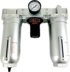 1" NPT SUPER DUTY Compressed Air In Line Filter Regulator Lubricator Oiler Combo, Metal Bowl, 5 Micron Element, Adjustable From 7 to 175 PSI (AUTO DRAIN)