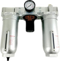 3/4" NPT SUPER DUTY Compressed Air In Line Filter Regulator Lubricator Oiler Combo, Metal Bowl, 5 Micron Element, Adjustable From 7 to 175 PSI (AUTO DRAIN)