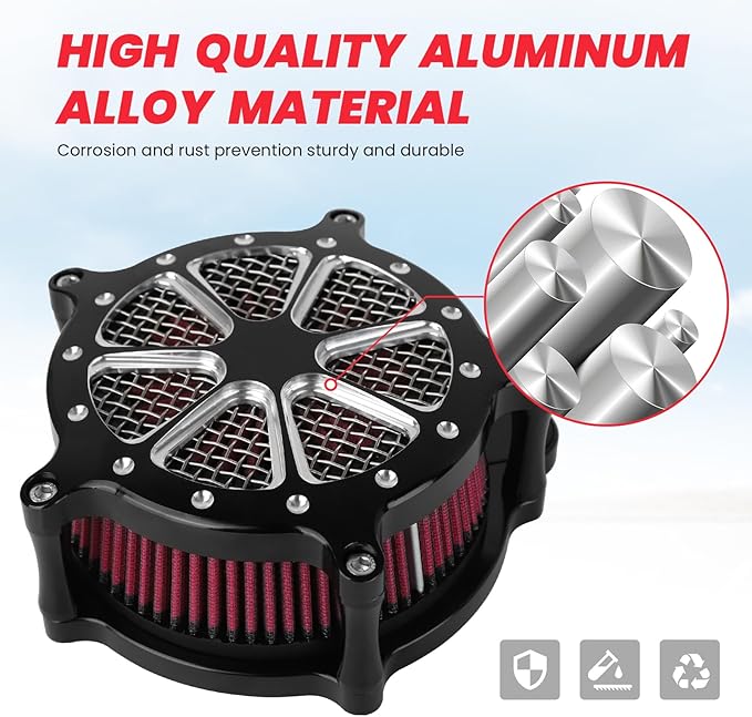 Twin Cam Air Filter, High Flow Air Filter Kit Compatibel with Harley Davidson Touring Street Glide/Road Glide/Softail/Trike/Dyna FBW 2008-2017 air intake Drift