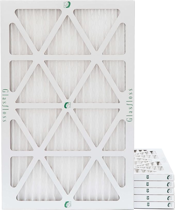 Glasfloss 12x20x1 MERV 10 (FPR 5-6) Pleated Air Filters Box of 6. Actual Size: 11-1/2 x 19-1/2 x 7/8
