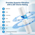 PUREPLUS 20 Micron 20" x 4.5" Whole House Sediment Home Water Filter Replacement Cartridge, Compatible with DGD-5005-20, AP810-2, P5-20BB, FP25B, FPMB5-20, 155358-43, SDC-45-2005, 4 Pack