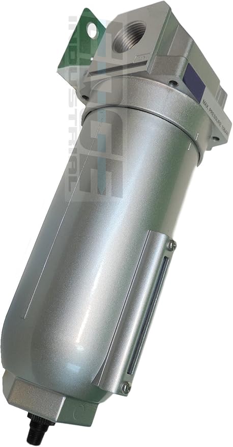 HEAVY DUTY HIGH FLOW COMPRESSED AIR IN-LINE PARTICULATE FILTER WITH 9OZ METAL BOWL, 1" NPT PORTS, AUTO DRAIN, 160 CFM, VISIBLE SIGHT GLASS, 5 MICRON ELEMENT