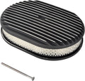12" Air Cleaner Kit Black Aluminum Oval Full Finned Compatible with Classic Chevy Ford