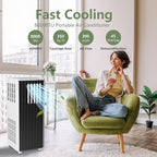 8000 BTU Portable Air Conditioner, Portable AC Unit with Fan & Dehumidifier, Air Conditioner Portable for Rooms Up to 350 Sq Ft, Remote Control, 24H Timer for Bedroom, Office, Apartment, Black & White