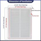 14"W x 20"H [Duct Opening Size] Steel Return Air Filter Grille - Removable Face/Door for 1 inch Filters -HVAC Vent Cover Grill - White [Outer Dimensions: 16 5/8"W X 22 5/8"H]
