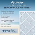Cabana Filters 6-Pack 18x20x1 MERV 8 AC Furnace Air Filter for Home and Office - Indoor HVAC System Filtration Replacement, Captures Unwanted Particles