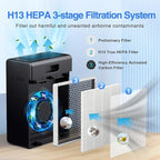 Air Purifiers for Home Large Room up to 2000ft², H13 HEPA Air Filter for Pets Hair Dander Smoke Pollen Dust, Non-Ozone, Portable Air Purifiers for Bedroom Office Living Room, E-300L(Black)