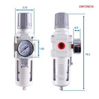 1/2 Inch NPT Air Filter Regulator Combo Piggyback, Air Compressor Water Separator, Air Line Dryer, Semi-Auto Drain, Air Pressure Regulator AW4000-04, 0-150 PSI Gauge