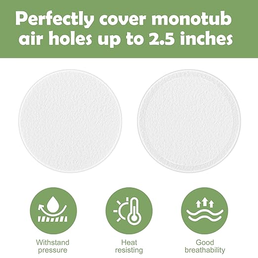 24 Pcs 2.5" Monotub Adhesive Filter Disks-2MM Thick Monotub Filter Discs-Monotub Filters for Mushroom Growing Supplies Filter Pad Replacements