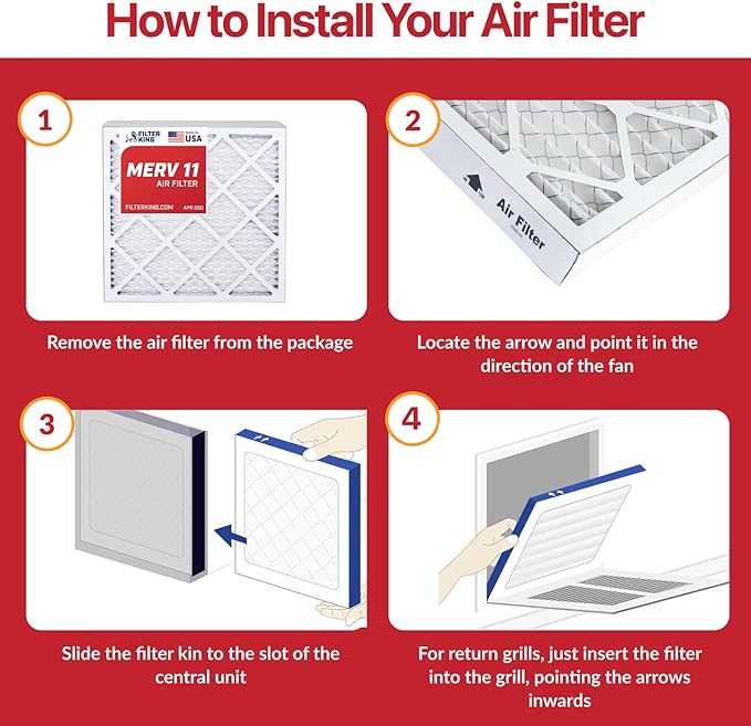 Filter King 18x18x1 Air Filter | 12-PACK | MERV 11 HVAC Pleated A/C Furnace Filters | MADE IN USA | Actual Size: 17.5 x 17.5 x .75"