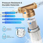 iSpring WSP-500SL Reusable Whole House Spin Down Sediment Water Filter, Siliphos Helps Prevent Scale and Corrosion, 1" MNPT + 3/4" FNPT, 500 Micron