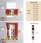 Pig Sunflowers Bedroom Curtains 72 Inch Length, Window Curtains Tab Top, Eucalyptus Leaves Floral Bees Red Barn Light Filtering Window Treatments Drapes 52"x72" 2 Panel