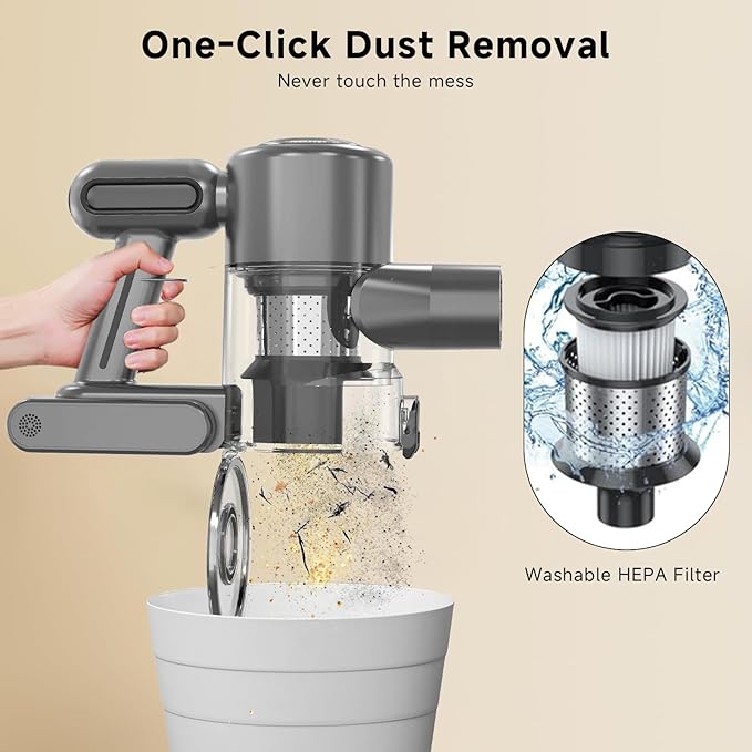 Cordless Stick Vacuum Cleaner - Rechargeable,45Kpa Powerful Suction Vacuum for Home,45Mins Runtime,Detachable Battery,Anti-Tangle, 8 in 1 Lightweight Vacuum for Pet Hair Carpet Hardwood,Silver