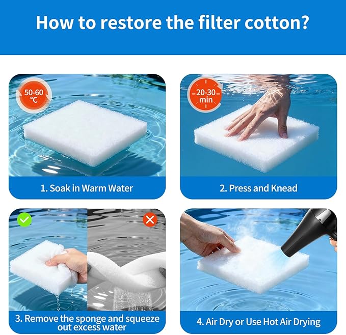 2" Thick Koi Pond Filter Pad, 18" x 36" Fish Pond Filters for Outdoor Ponds, Pond Filter Media, Pond Filter Material White Bulk Roll-Cut to Size-Fit for Aquarium Filter Floss