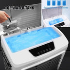 Portable Evaporative Air Cooler with 4 Wheels, Large Water Tank, Wide Oscillation, Multiple Speeds for Large Room Cooling