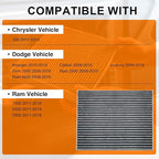 68406048AA Cabin Air Filter & Filter Access Door (w/Activated Carbon) Compatible with Dodge Ram 1500 2500 3500 4500 5500 Chrysler 200 2011-2014 Patriot 2010-2016