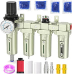Industrial Grade 4-Stage Air Drying System, 3/4" NPT with Auto Drain, desiccant dryer, air regulator, Particulate Filter and Coalescing Filter for for Paint Spray， Plasma Cutter