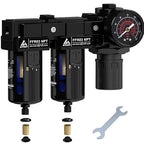 3/8" NPT Air Dryer System,Air Compressor Filter Dryer,5 and 5 Micron Filter Cartridge,Semi-Auto Drain, Metal Bracket