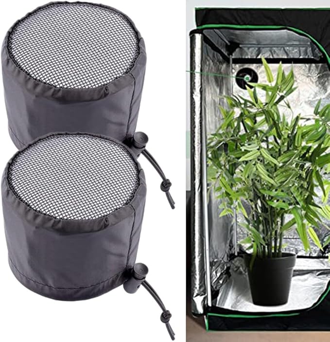 FABULETTA 2Pcs Grow Tent Vent Cover Set 4in 6in 8in Waterproof Oxford Cloth Mesh Duct Filter with Elastic Band and Fixed Buckle for Plant Greenhouse Airflow Dust and Pest Control(6in)