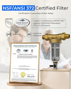 Waterdrop Spin Down Sediment Filter, Backwash Whole House Water Filter System for Well Water, 40-50 Micron, 1" MNPT + 3/4" FNPT + 3/4" MNPT, Traps Sand, BPA Free, WD-RPFK