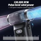 Compressed Air Duster, Electric Dust Blower, High-Speed Electric Air Duster, 8000mAh Rechargeable Mini Jet Blower, 100 Gear Adjustable 130000RPM, PC Cleaning Set for Laptops, Keyboards, Cars