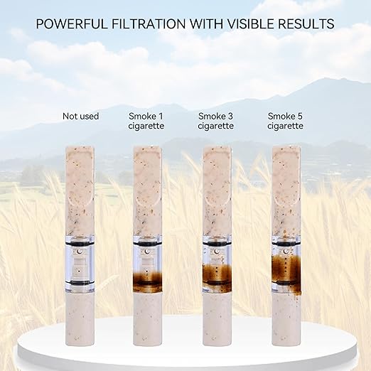 Cigarette Filters Wheat Straw 12pcs Cigarette Holder Reusable Clean Tar Tobacco Filter with Multi-Filtering for Standard Size Cigarettes Ø8mm,Slim Cigarettes Ø6mm and Ø5mm