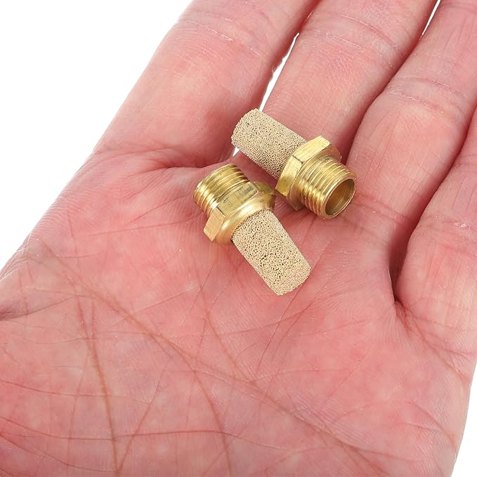 MECCANIXITY 3PCS Pneumatic Exhaust Muffler, g 1/8" Thread Male Sintered Bronze Muffler Brass Air Line Fittings for Pneumatic Tools and Industrial Machinery