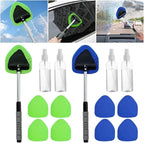 Compatible for Window Scraping Mist Eliminator Microfiber Car Cleaner Telescopic Windshield Cleaning Tools Auto Accessories(Green)
